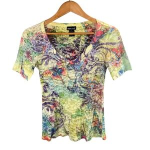 Y2k Wet Seal‎ Baby Tee Large Floral Butterfly Print Top Festival Fairy Grunge